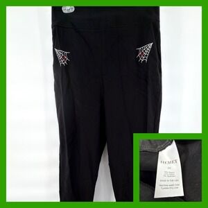 Hemet Spiderweb Embroidered Trousers 2X Black Rockabilly Pinup Goth‎ High Waist
